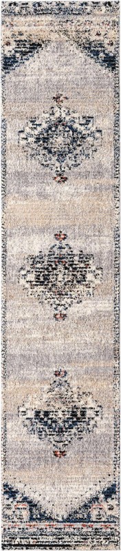 2' 7 x 12' Burton · Border rug, gray