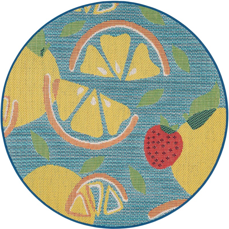 4' 1 x 4' 1 Masterson · Border Outdoor Rug, blue