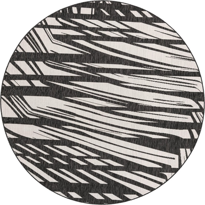 7' 10 x 7' 10 Frasier · Abstract geometric Outdoor Rug, black and white