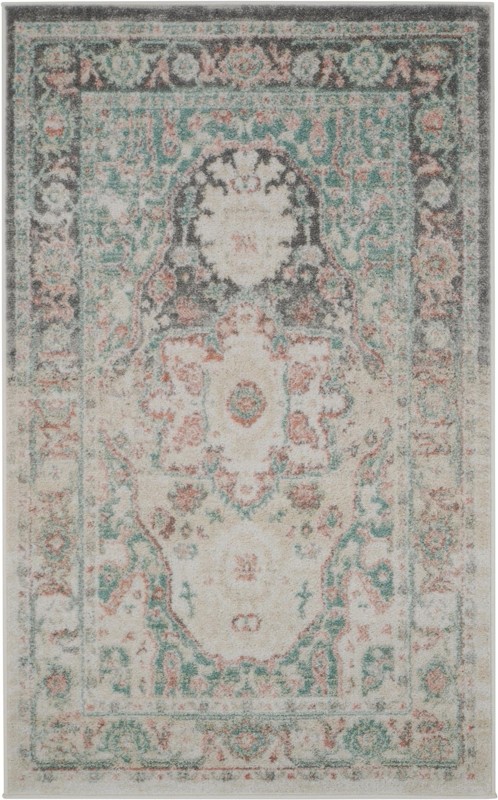 3' 3 x 5' 3 Pierce · Border rug, gray and sage green