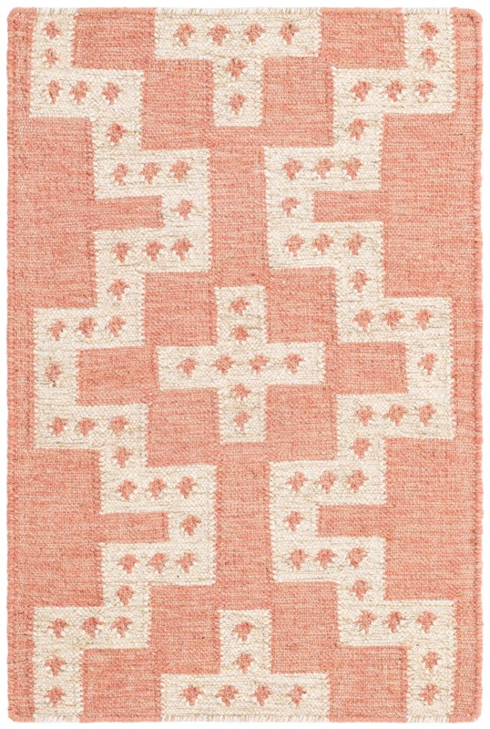 Earley · Geometric lattice Wool Rug, rose and cream