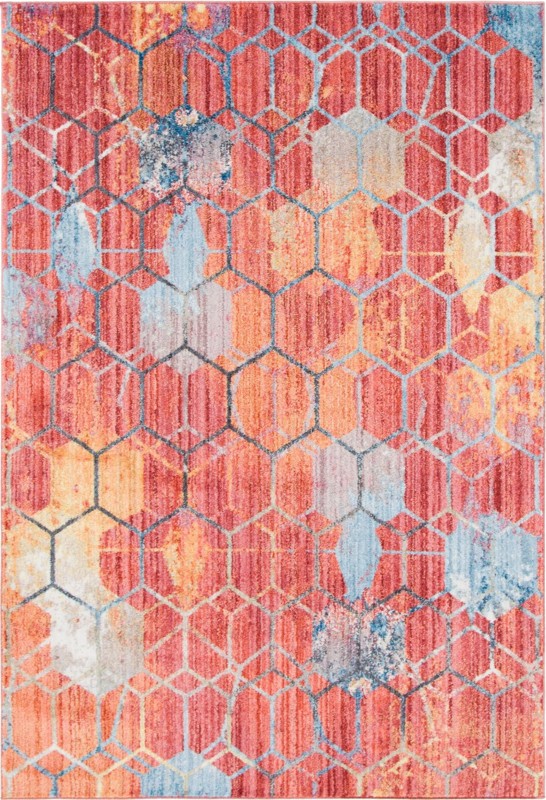 5' 3 x 7' 10 Huntley · Geometric rug, red