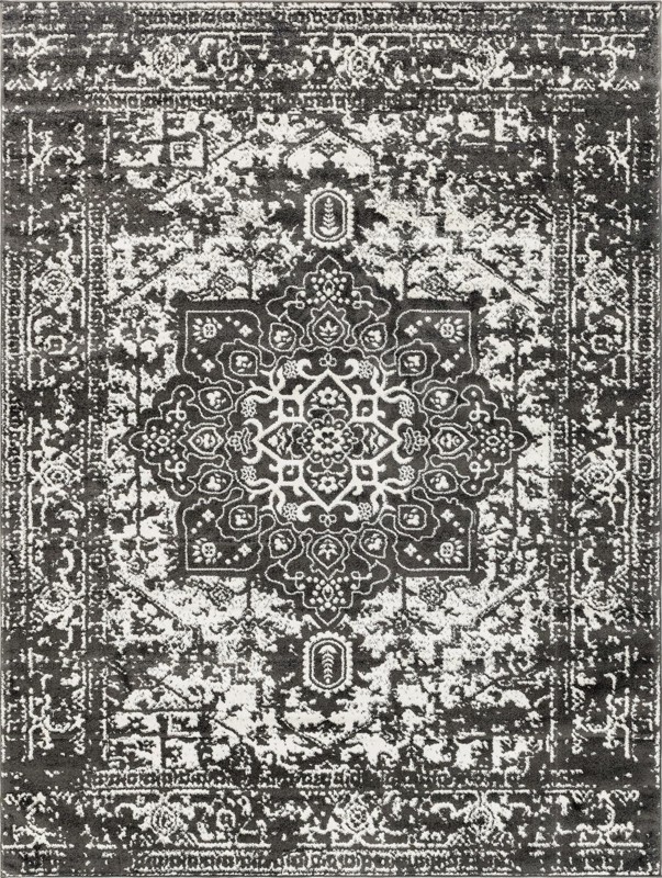 9' x 12' Birch · Border rug, gray