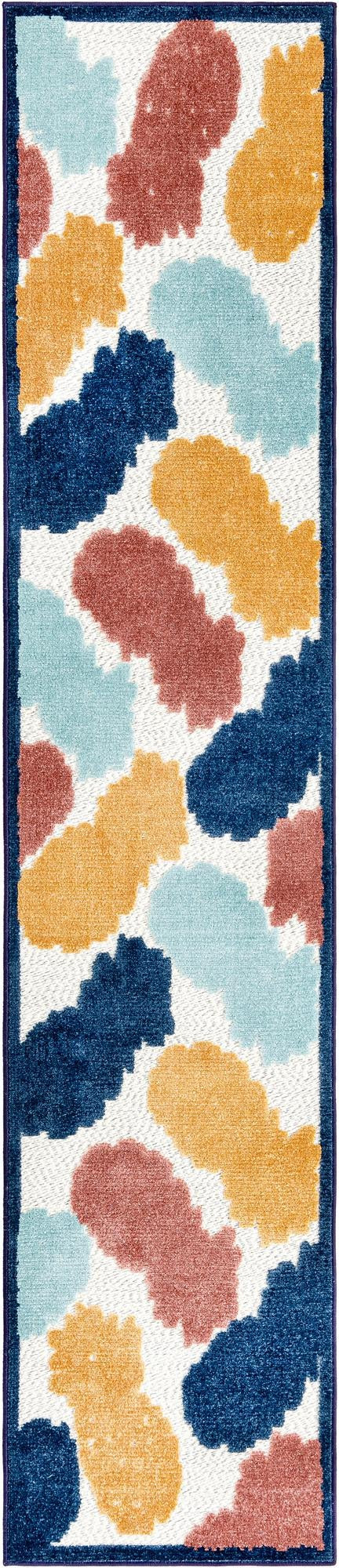 2' x 10' Ewell · Pineapple Outdoor Rug, multicolor and white