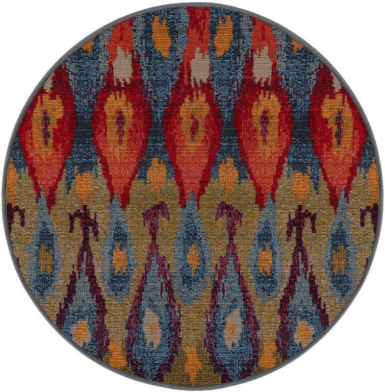 2' 7 x 2' 7 Lomax · Ikat teardrop Outdoor Rug, multi