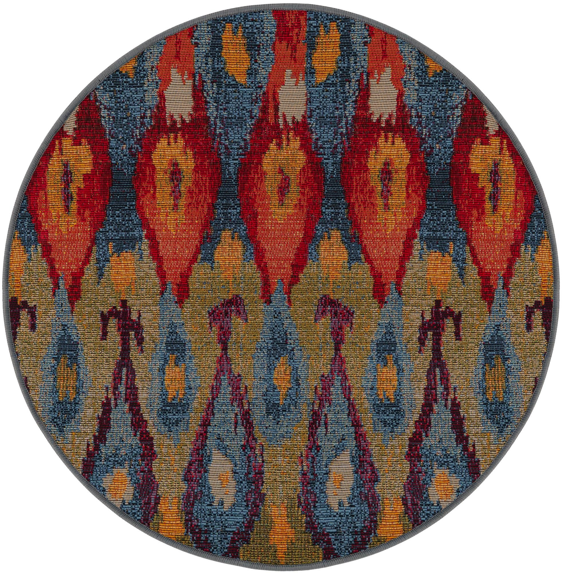 2' 7 x 2' 7 Lomax · Ikat teardrop Outdoor Rug, multi