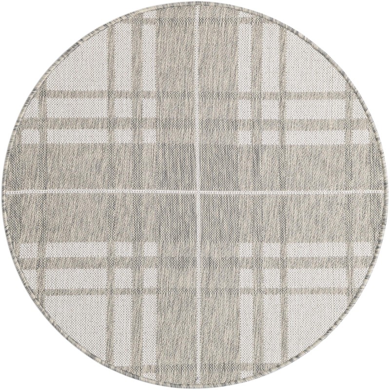 3' x 3' Maguire · Plaid Outdoor Rug, gray