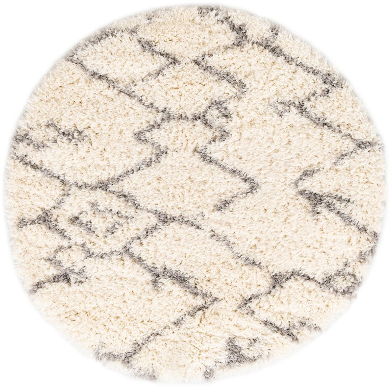 5' x 5' Bramblewood · Diamond shag rug, pearl and gray