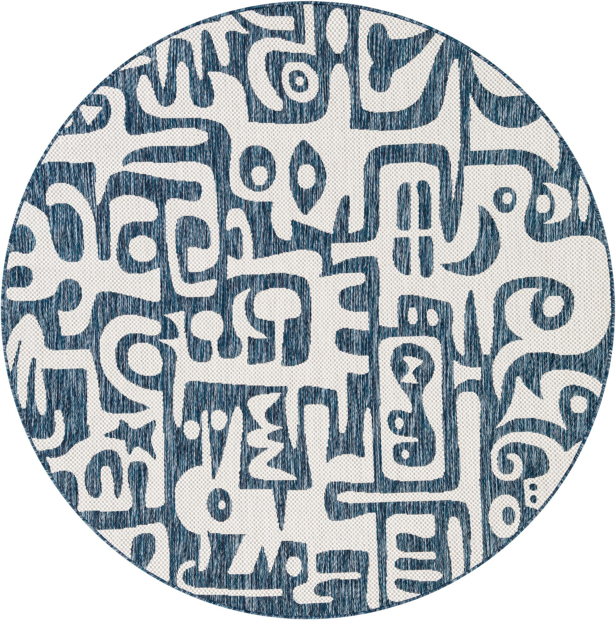 6' x 6' Hungerford · Abstract Outdoor Rug, blue