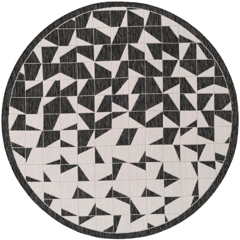 6' x 6' Hildreth · Geometric Outdoor Rug, black and white