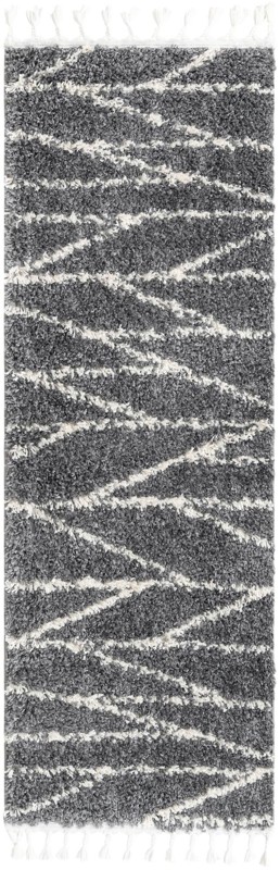 2' x 6' Edenton · Linear shag rug, gray and ivory