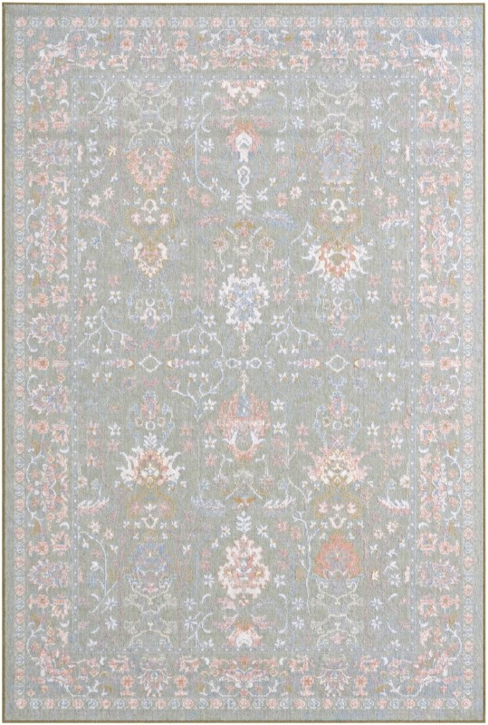 6' x 9' Sandys · Border Washable Rug, light green