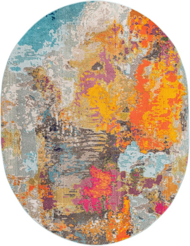 Alton · Abstract Washable Rug, multicolor and gray