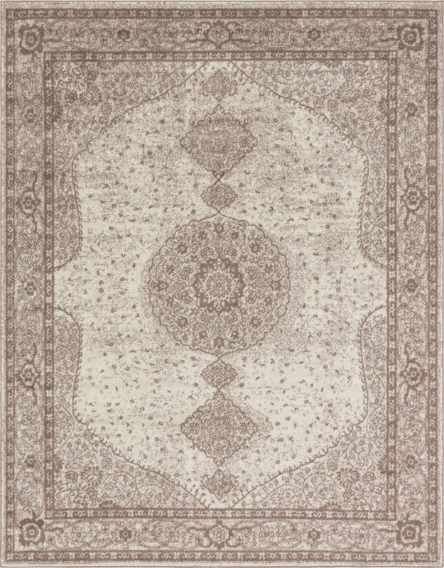 8' x 10' Eudora · Medallion rug, light brown and beige