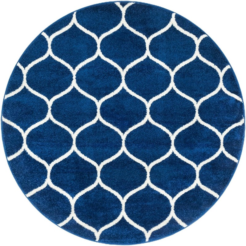 5' 3 x 5' 3 Ingram · Lattice rug, navy and ivory