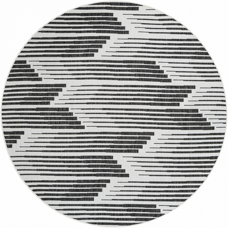 7' 10 x 7' 10 Flax · Abstract Outdoor Rug, black and white