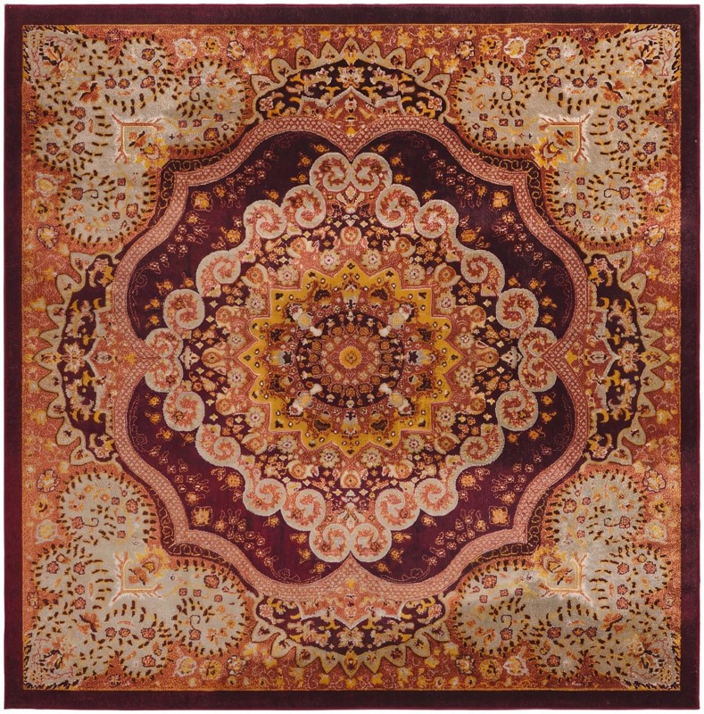 Candlelight · Medallion Washable Rug, burgundy red