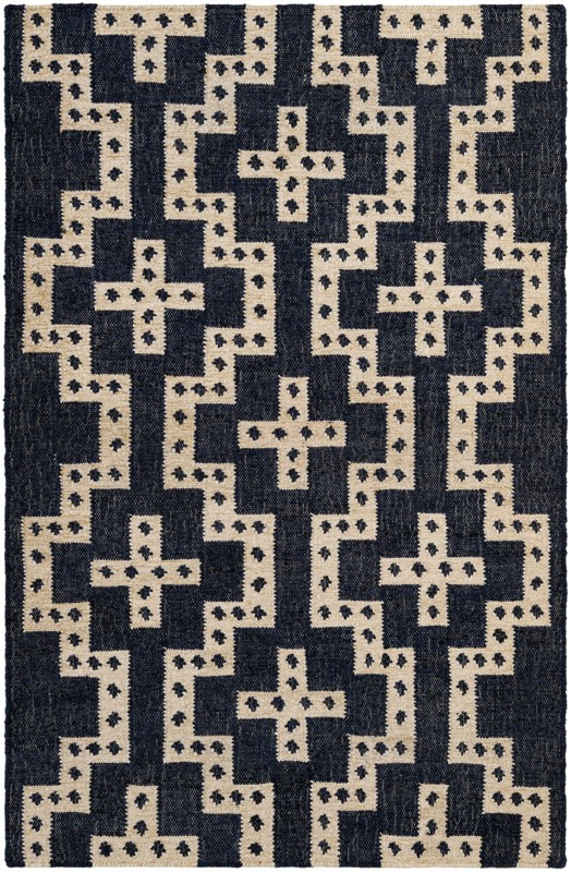 Earley · Geometric Wool Rug, navy and white