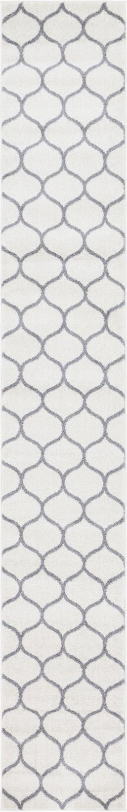 2' x 13' Ingram · Lattice rug, ivory and gray