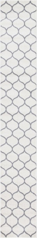 2' x 13' Ingram · Lattice rug, ivory and gray