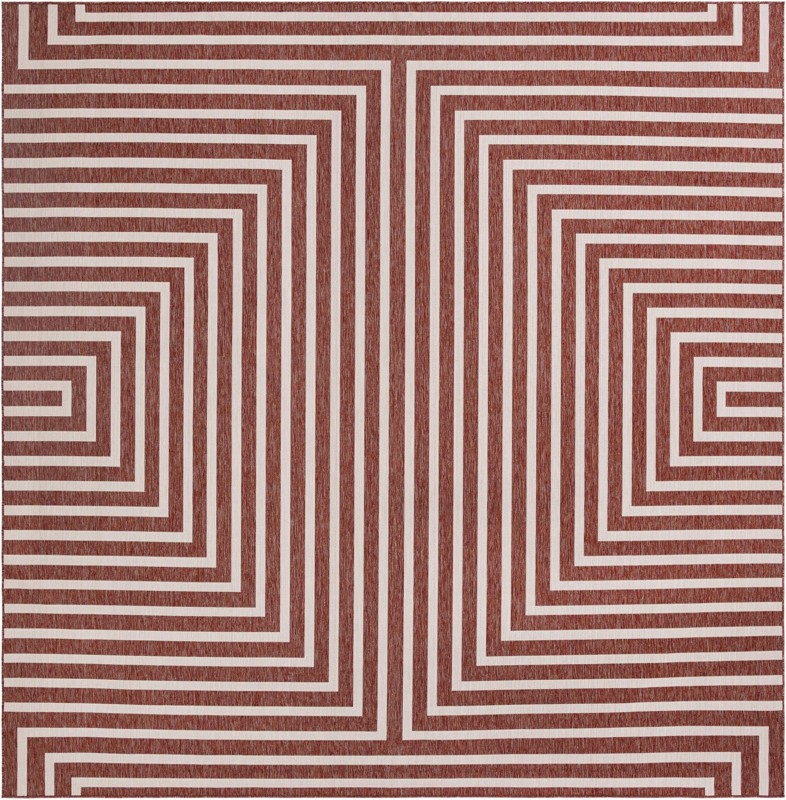 Gorse · Geometric Outdoor Rug, rust red