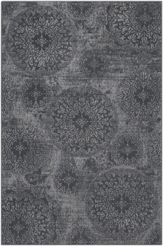 6' x 9' Blakemore · Distressed medallion rug, slate and grey