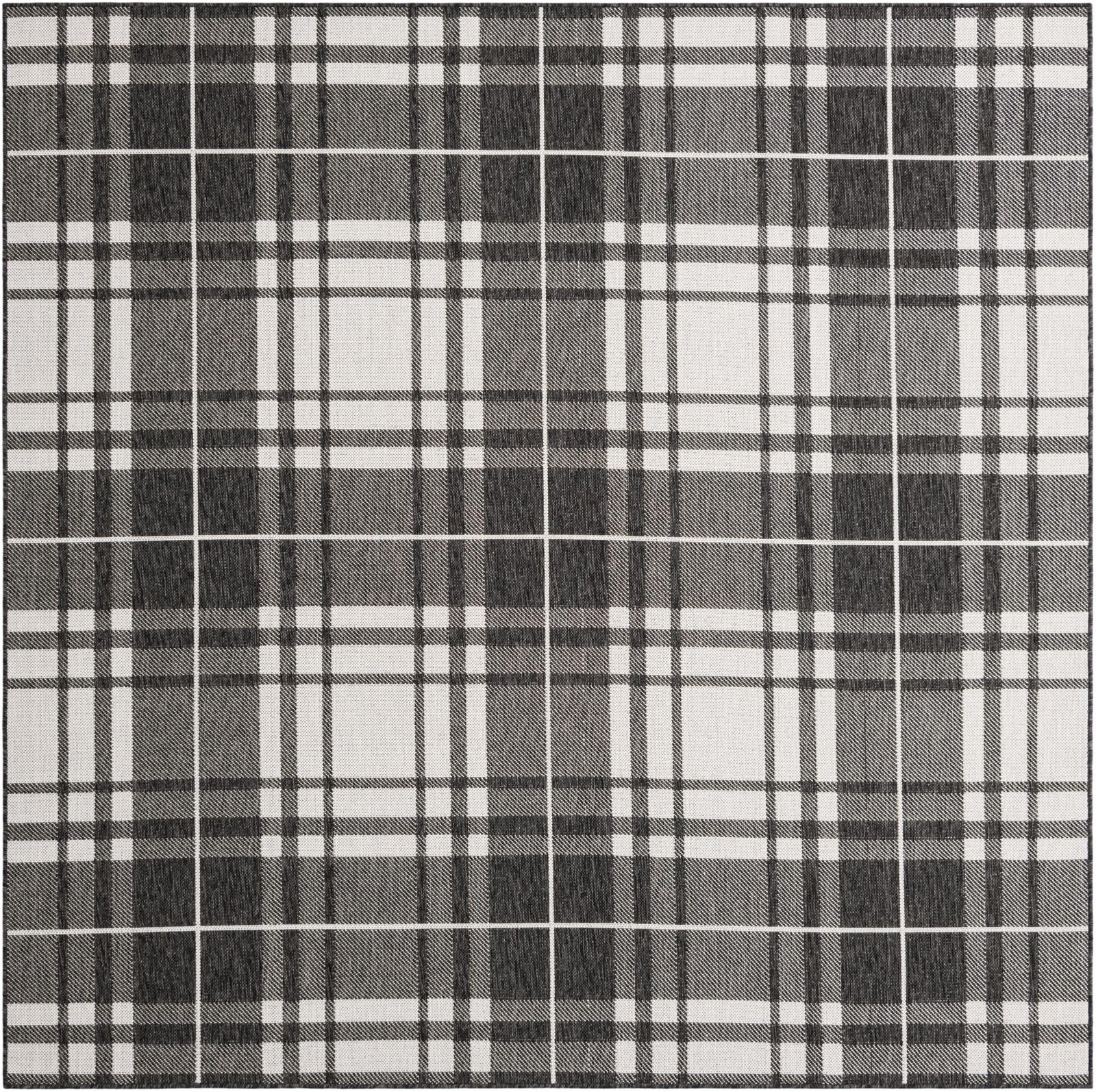 7' 10 x 7' 10 Maguire · Plaid Outdoor Rug, black and white