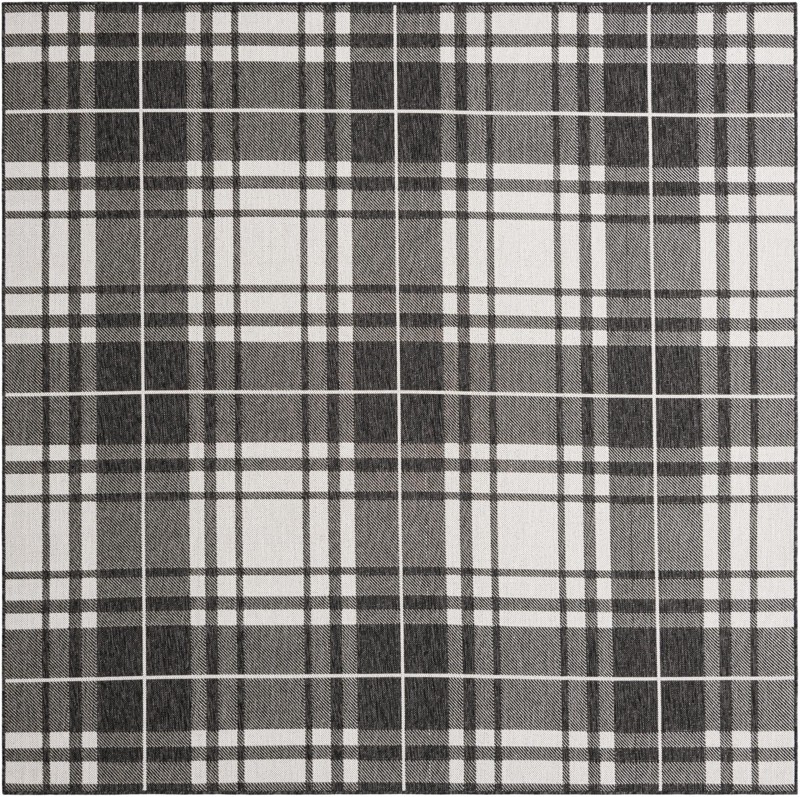 Maguire · Plaid Outdoor Rug, black and white