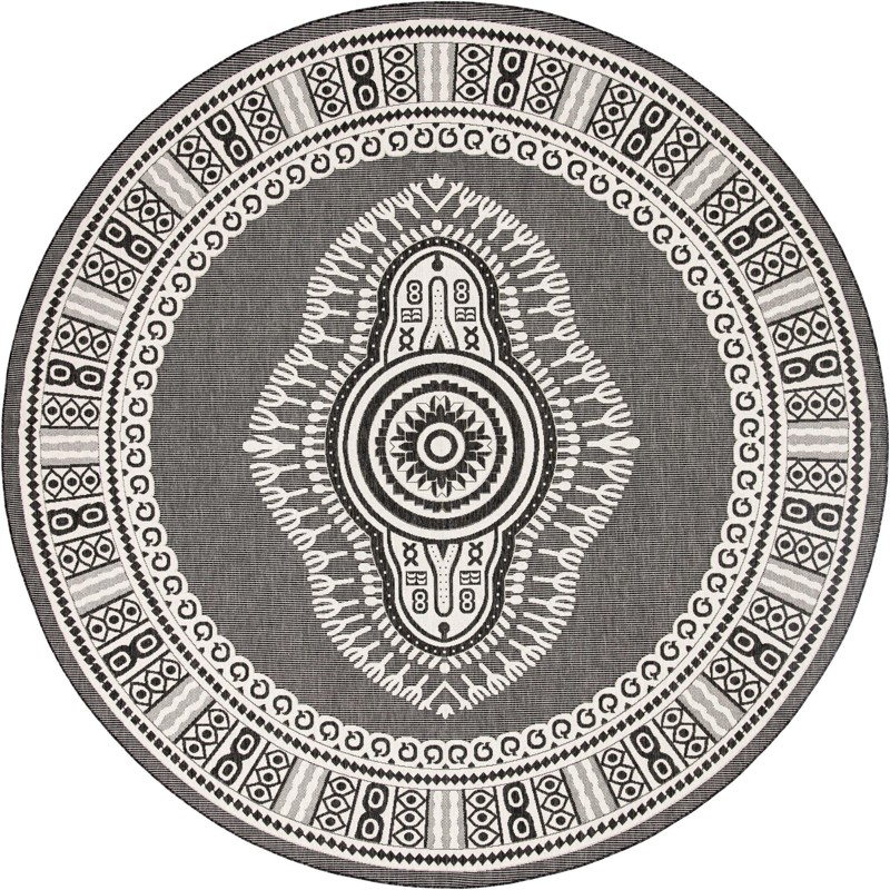 13' x 13' Bainbridge · Border Outdoor Rug, black and white