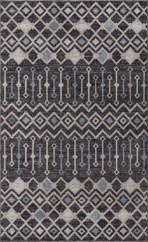 5' 3 x 8' Harlan · Geometric rug, charcoal and ivory