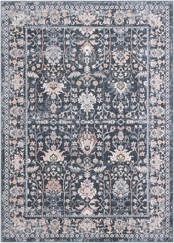 Sandys · Border Washable Rug, navy blue