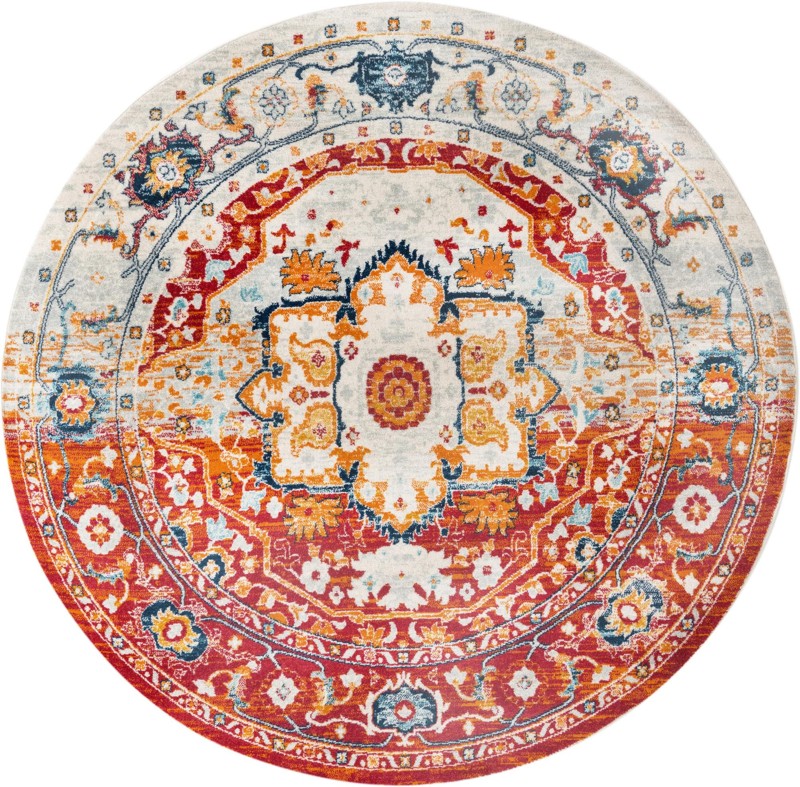 7' 10 x 7' 10 Pierce · Medallion rug, rust and navy