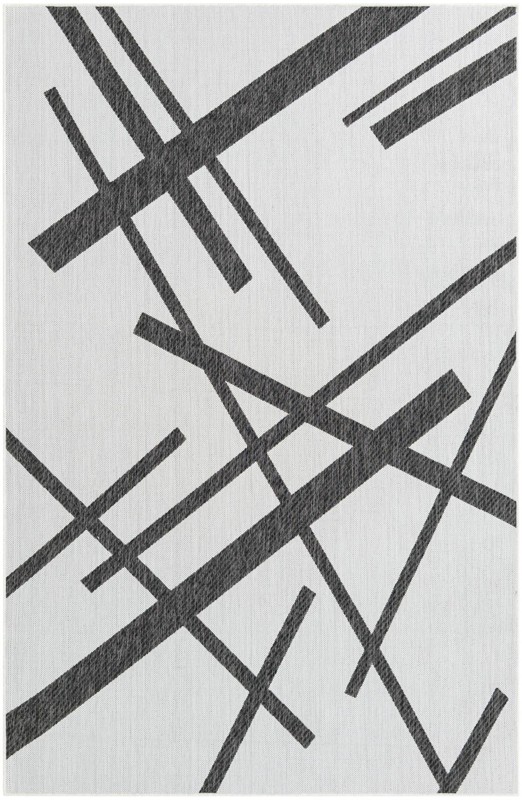 6' x 9' Saffron · Abstract Outdoor Rug, black and white