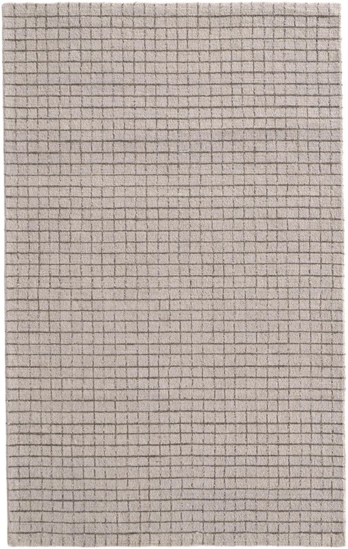 5' 1 x 8' Walsh · Grid Wool Rug, beige and charcoal