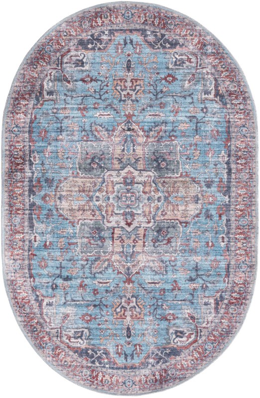 4' x 6' Roarke · Border Washable Rug, blue