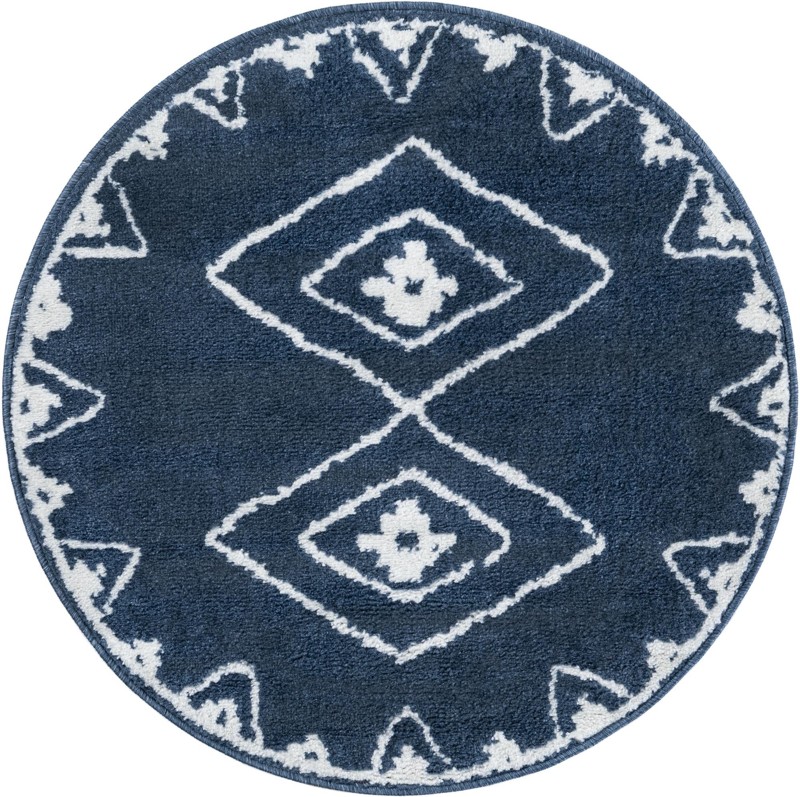 3' x 3' Sumac · Border rug, blue
