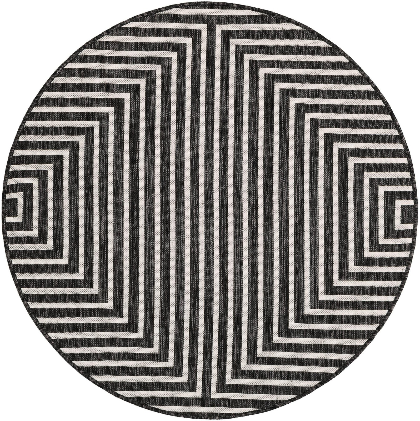 4' x 4' Gorse · Geometric Outdoor Rug, black and white