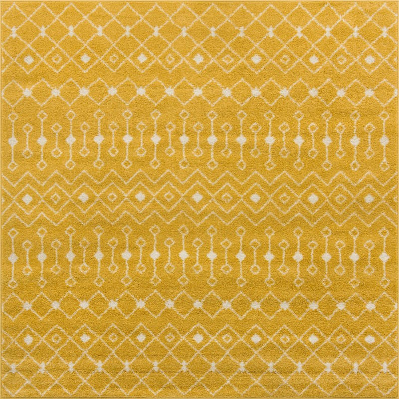 7' 10 x 7' 10 Boswell · Geometric lattice rug, yellow and ivory