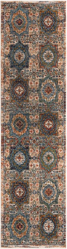 2' 7 x 10' Firelight · Medallion rug, multi and blue