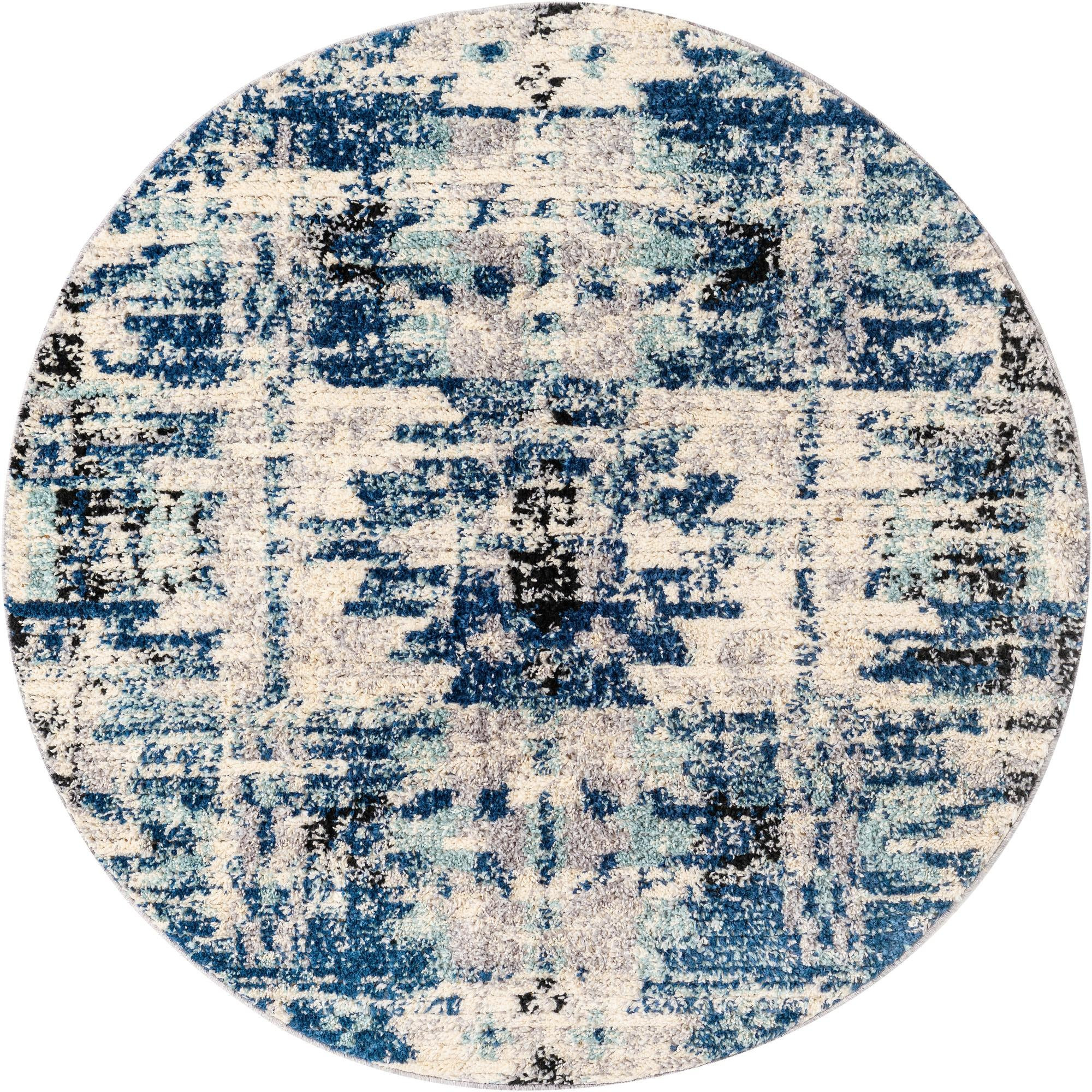 5' x 5' Littleton · Abstract rug, blue