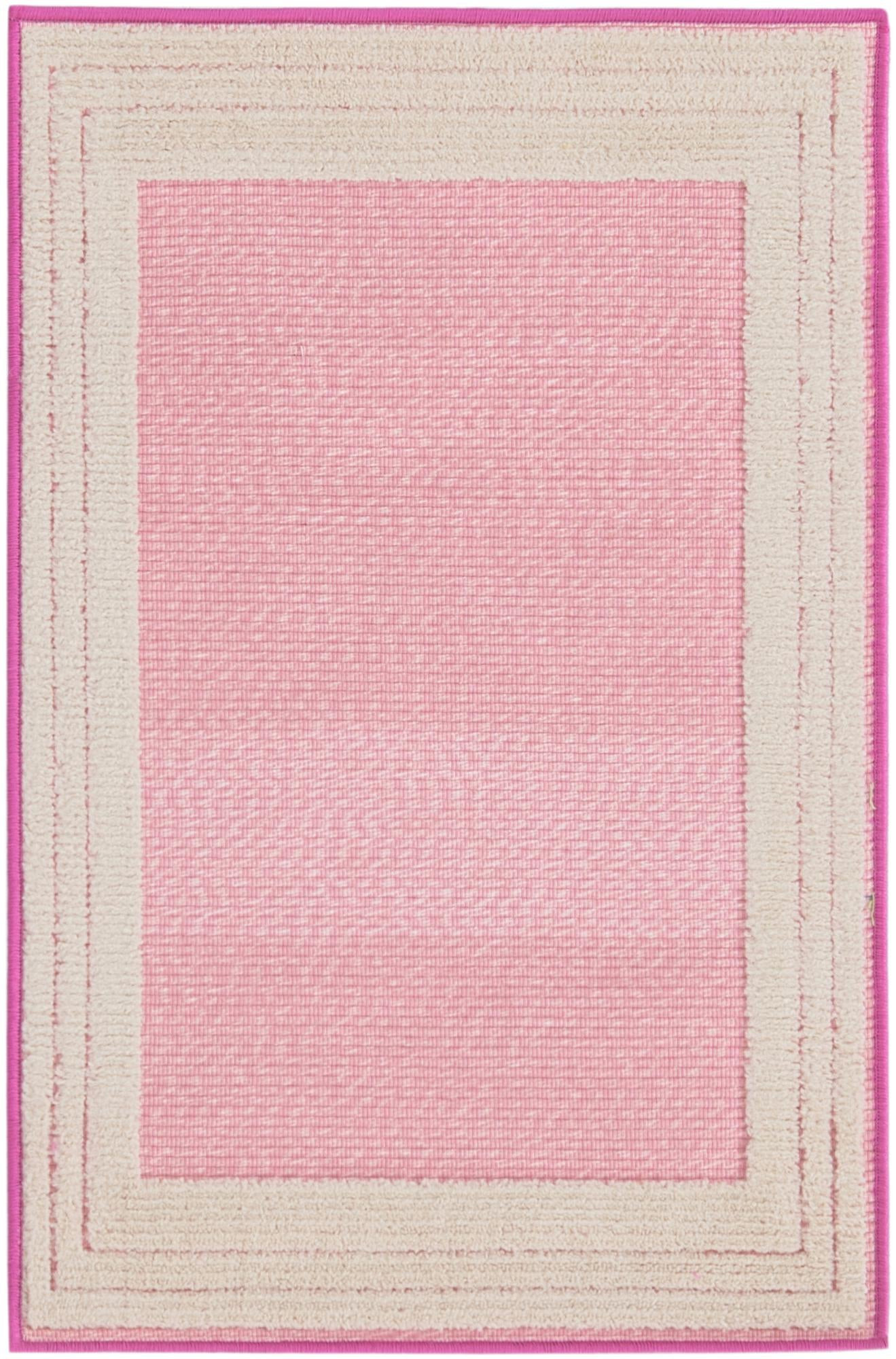 2' x 3' Walnut · Border Outdoor Rug, pink