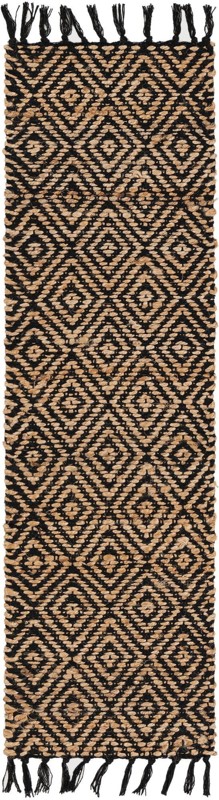 1' 2 x 4' 1 Holland · Diamond Braided Jute Rug, black