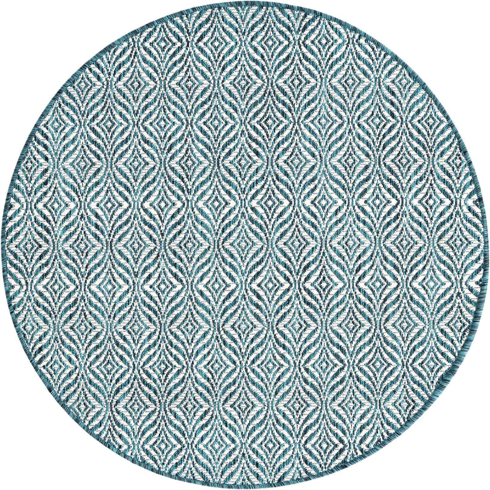 4' x 4' Fairley · Geometric Outdoor Rug, teal