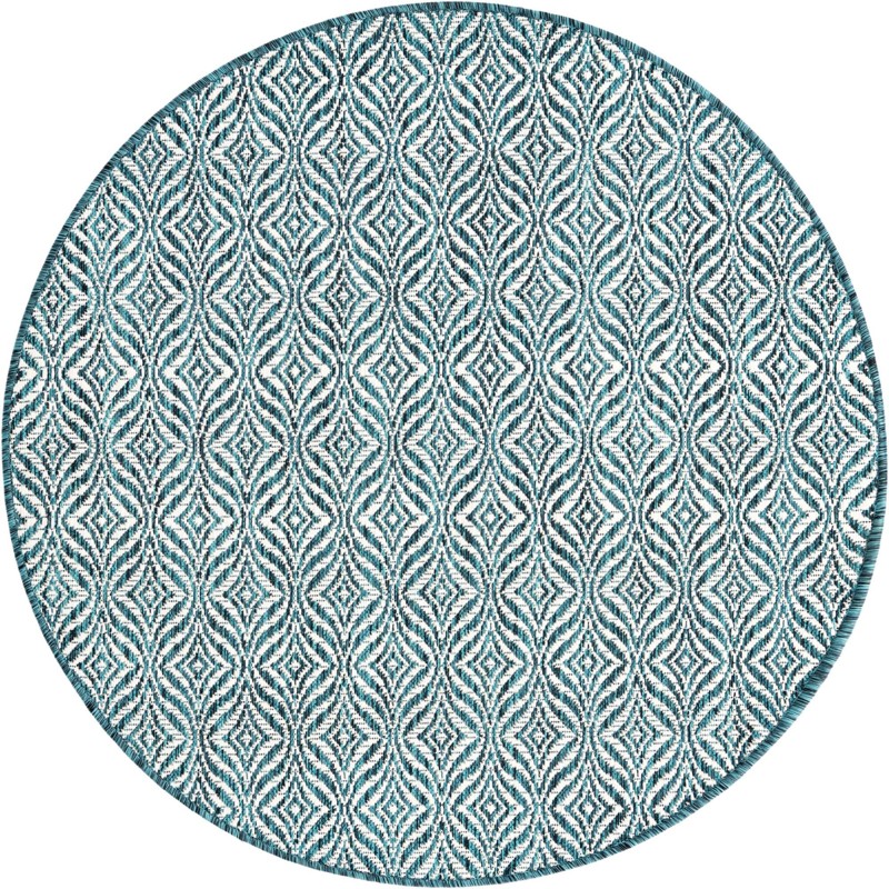 4' x 4' Fairley · Geometric Outdoor Rug, teal