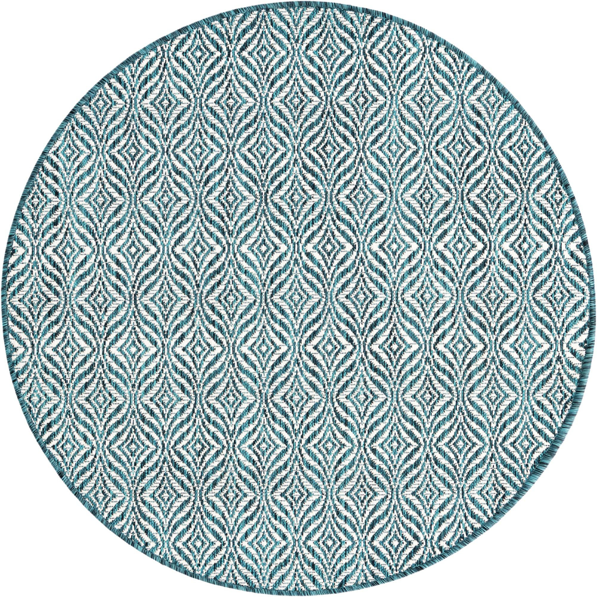 4' x 4' Fairley · Geometric Outdoor Rug, teal