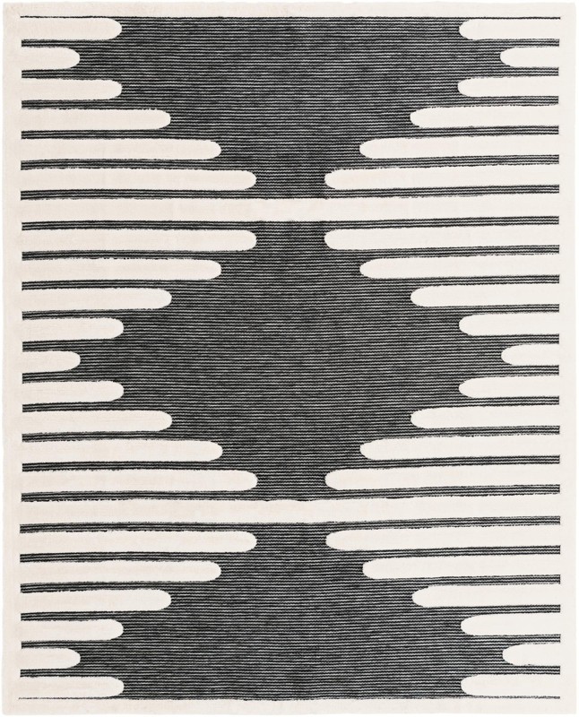 7' 10 x 10' Hibbert · Geometric lines rug, gray and ivory