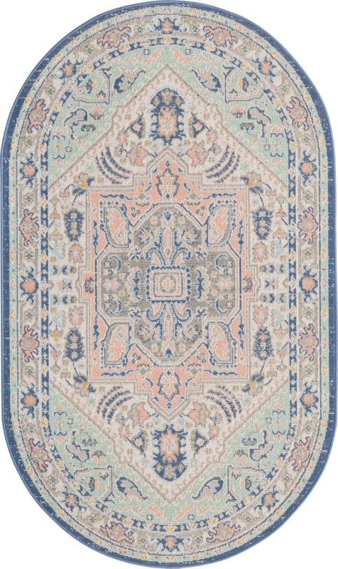 Jessup · Medallion octagon rug, blue and pink