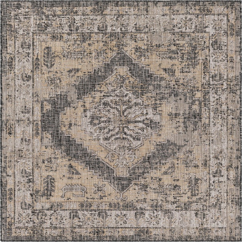 Wylie · Border Outdoor Rug, charcoal