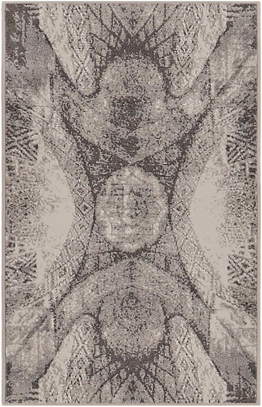3' x 5' 3 Blakemore · Abstract medallion rug, gray and ivory