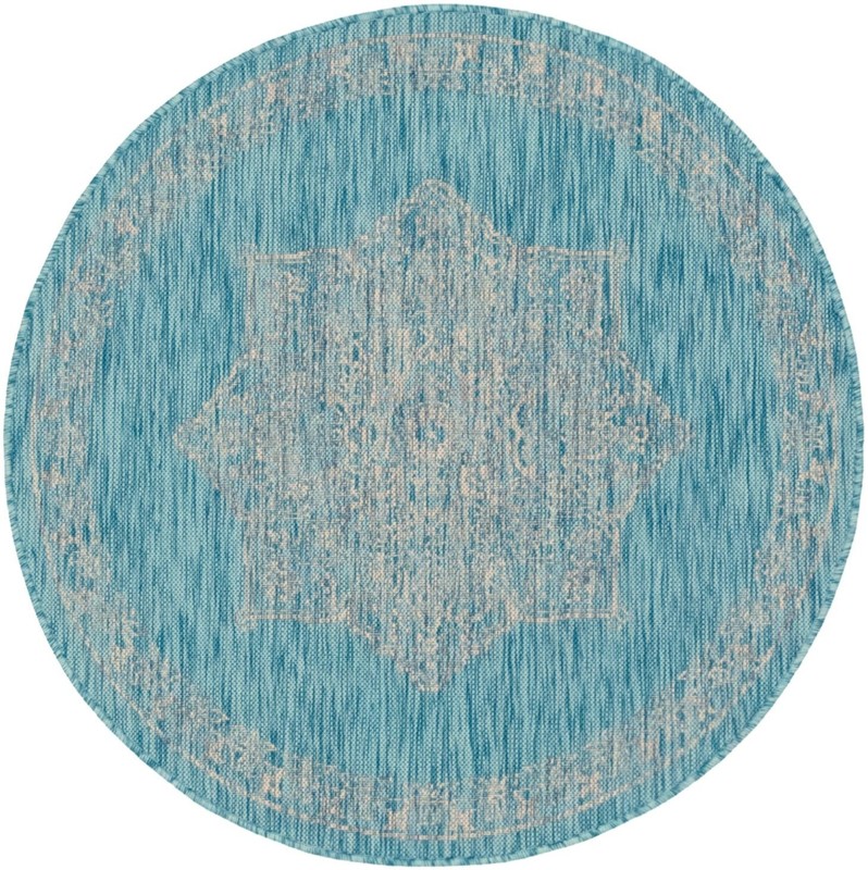 Rhys · Border Outdoor Rug, aqua